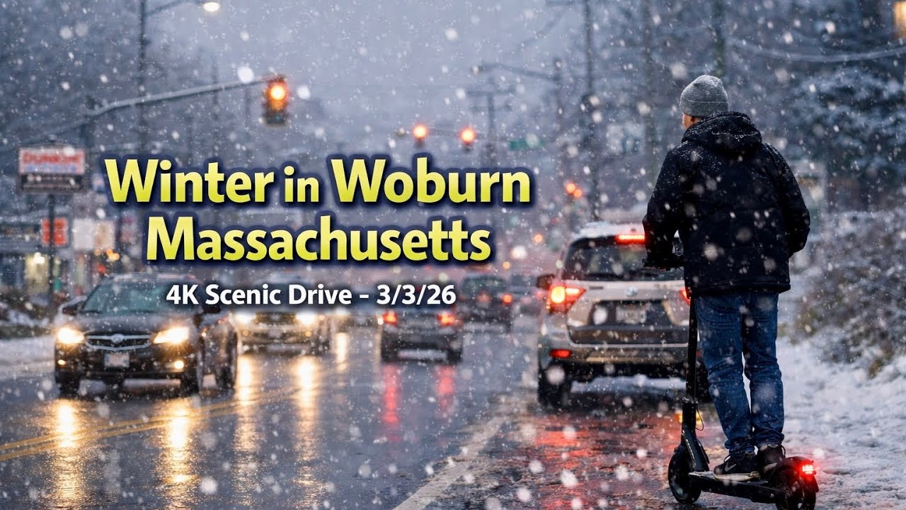 Winter in Woburn Massachusetts | 4K Scenic Drive - 3/3/26