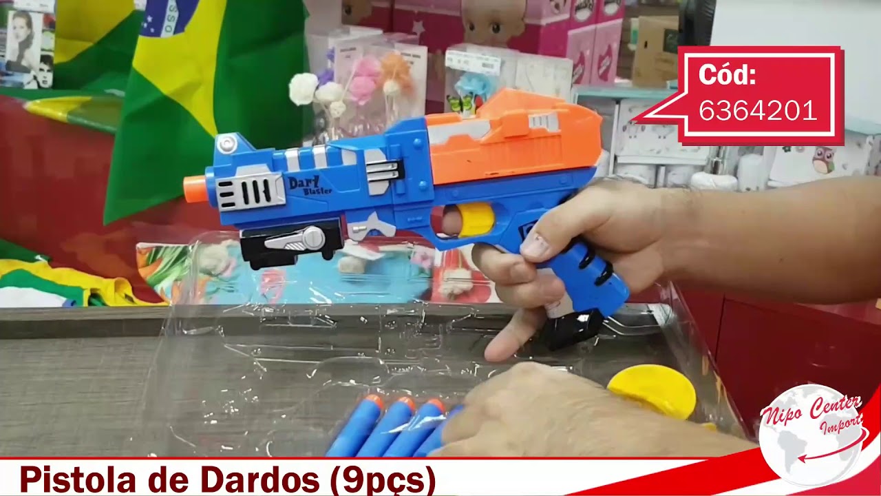 Brinquedo Arminha Lança Dardos Nerf com Alvo + 6 Dardos