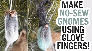 Easy Mini Gnome Ornament / Tiny Glove Gnome Ornaments / Gnomes DIY / DIY Gnome Craft / Holiday Gnome