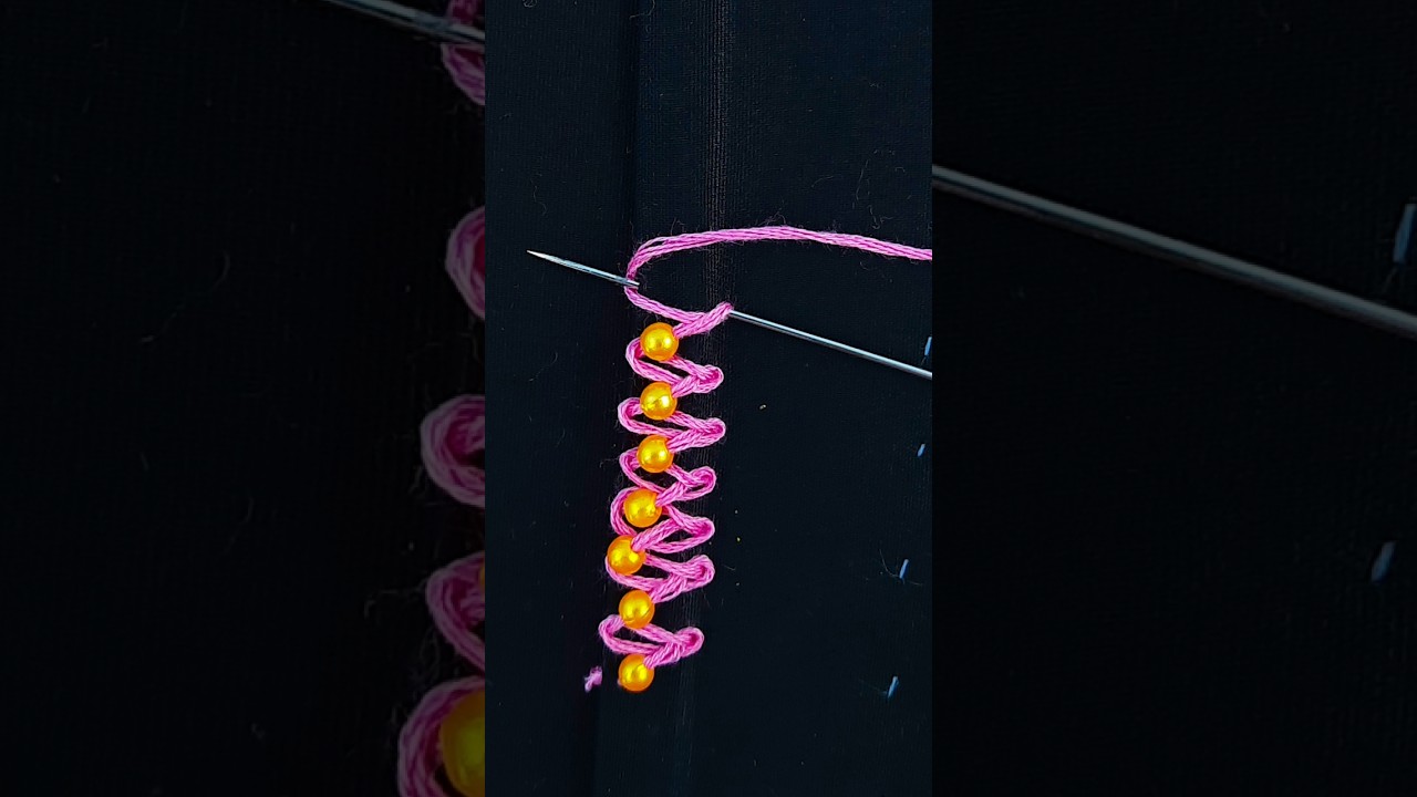 Trending pearl borderline hand embroidery //