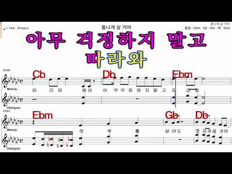 폼나게살거야  배일호   가수처럼 엠알로  악보  노래 하기  여자  Gm