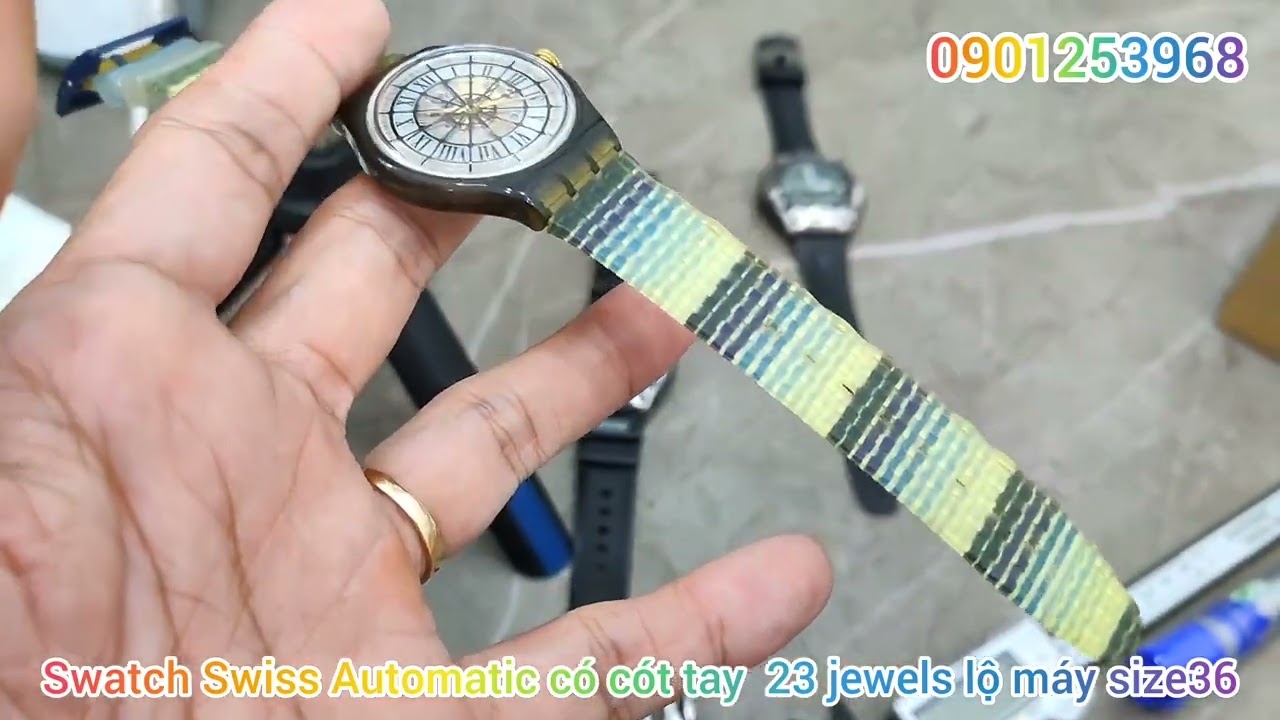 Đồng Hồ cơ Thụy Sĩ Swatch Swiss size36 có cót tay 23... - youtube