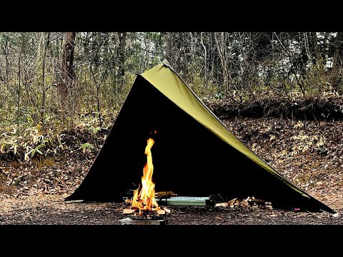【ソロキャンプ】冬キャンプの始まり、焚き火だけで暖をとる
