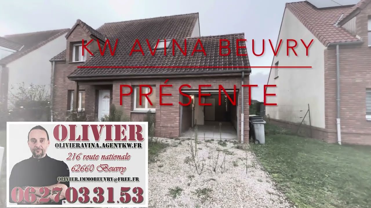 V E N D U ! BÉTHUNE, EXCLUSIVITÉ, pavillon individuel de 2006, 3 chs, jardin, garage, 200 000€ HAI