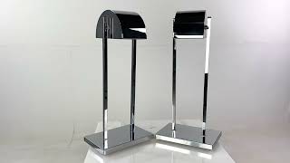 Robert Sonneman Style Mid Century Chrome Table Lamps - Pair