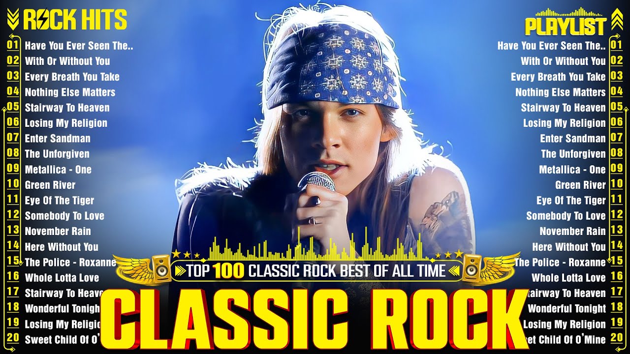 Top 500 Classic Rock Songs 70s 80s 90s - Queen,Nirvana, AC/DC, U2, Bon Jovi, Guns N' Roses