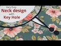 Easy Boat Neck Design With Keyhole Cutting and Stitching / Neck Design