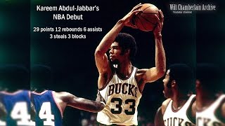 Kareem Abdul-Jabbar's NBA Debut 29pts 12reb 6a 4stl 3blk (Pistons at Bucks, 10.18.1969 Highlights)