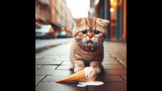 Sad Story|Cat and Ice Cream🥰😭 #aicat #cat #viral #trending #cute #kitten #catlover #sad #ai #cutecat