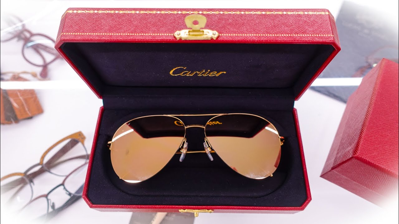 Cartier Dark Grey Lenses Panthere Rimless Frame Sunglasses 110 - Yoogi's  Closet