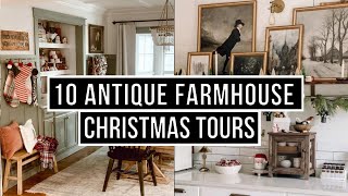 10 Christmas Antique Farmhouse Home Tours  Music Only!