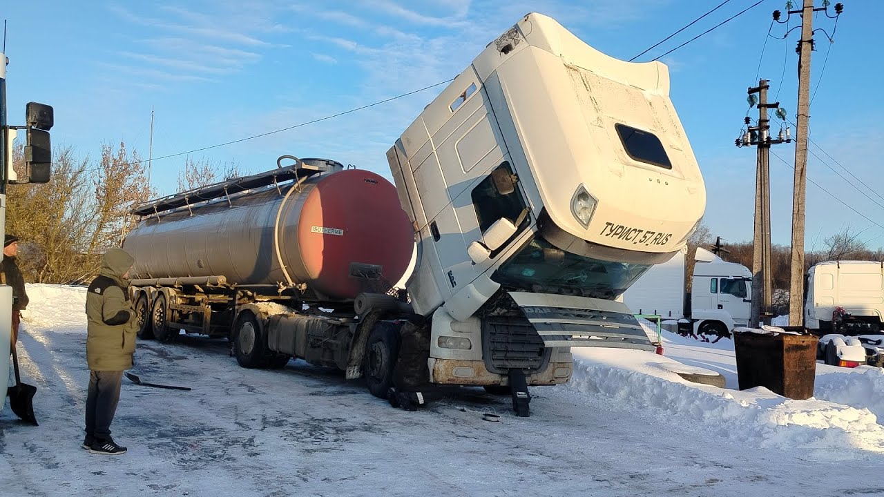 Пневмо подвеска Daf XF 105, Обрыв В Цепи, Ремонт, Выбрался Из Снежного Плена... 