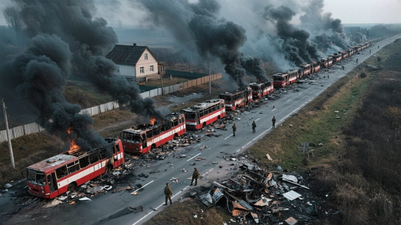 8 минут назад! Российские войска на границе уничтожили 35 автобусов с 1600 американскими военнослужа