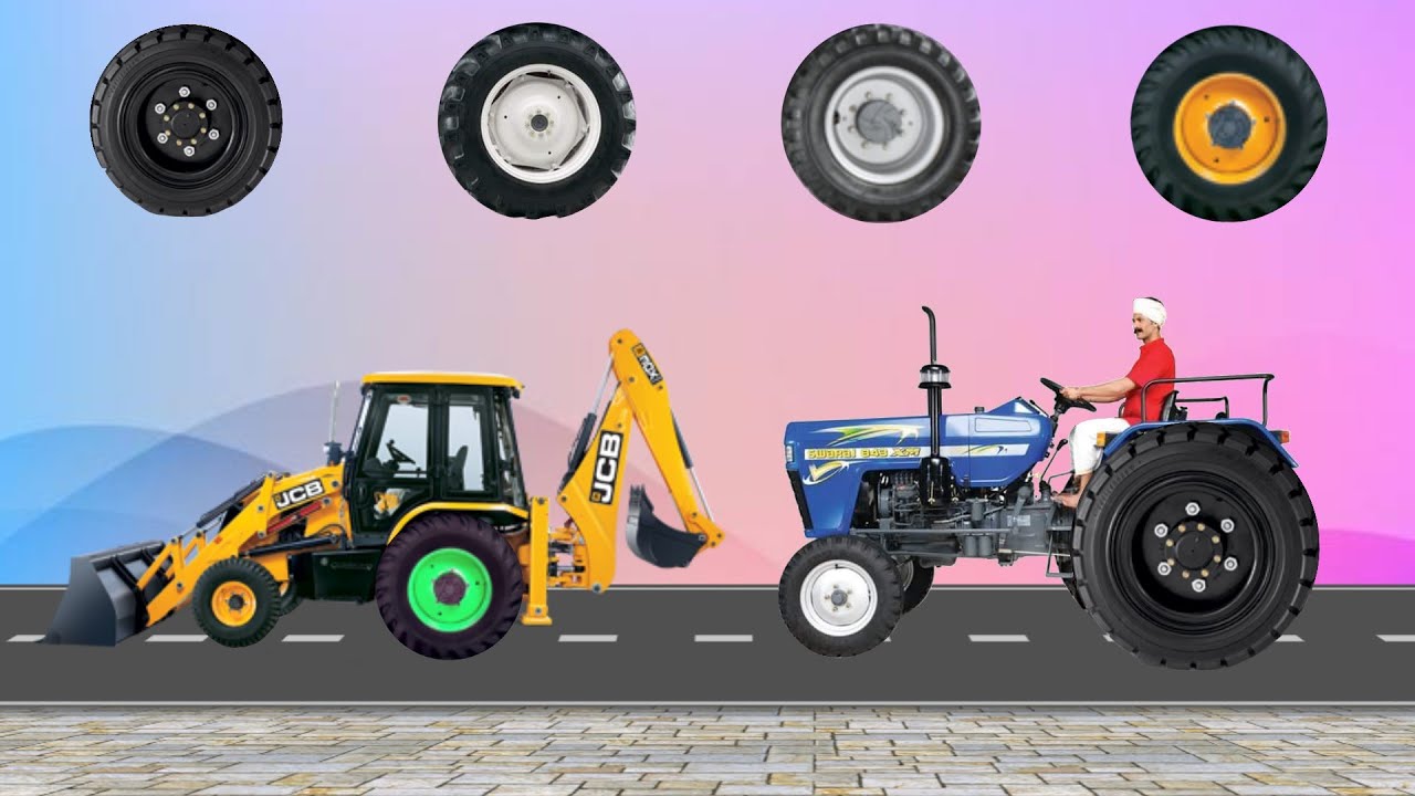 MENEBAK GAMBAR DENGAN BENAR!! MENCARI RODA JCB VIDEO TRACTOR CARTOON EXCAVATOR FORKLIF ALAT BERAT
