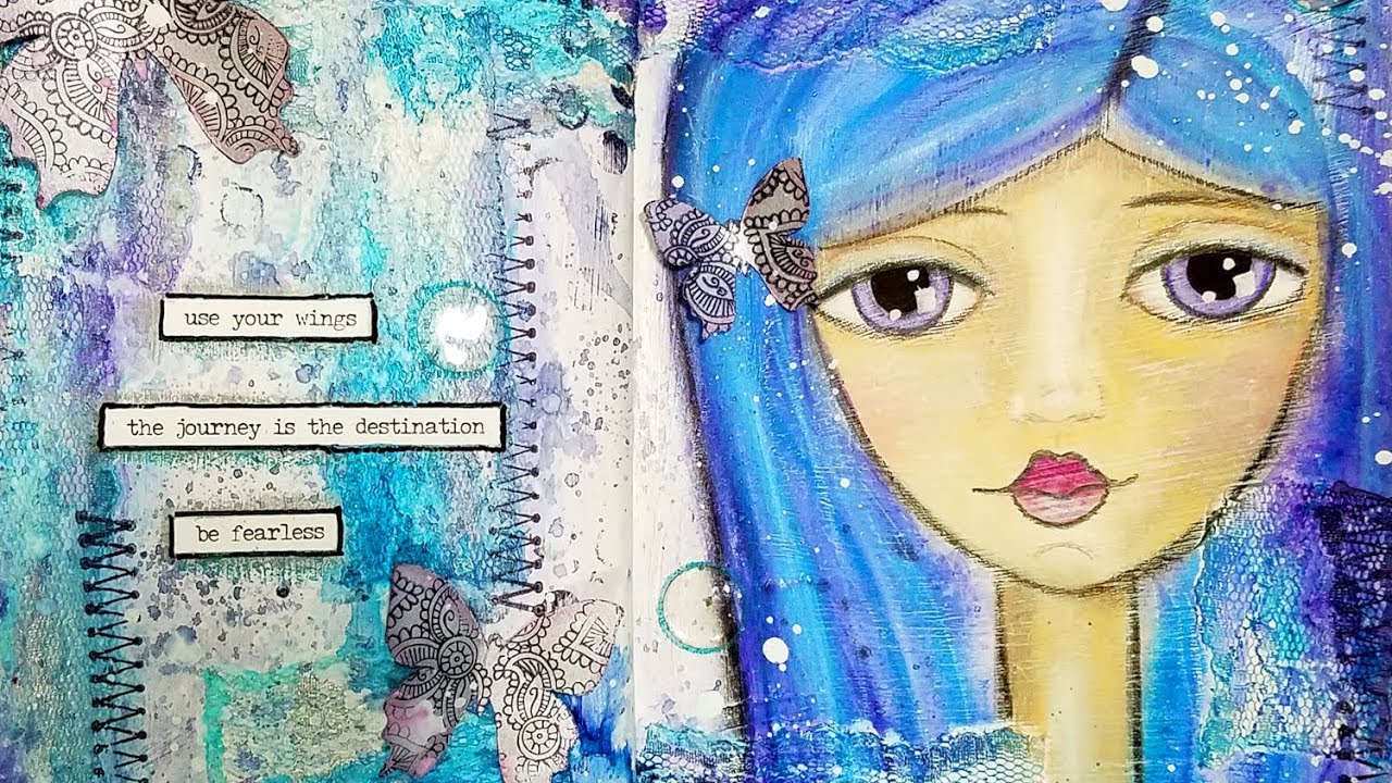 Whimsical Girl Face Mixed Media Art Journal Process Video Youtube Whimsical Girl Face Mixed Media Art Journal Process Video Youtube
