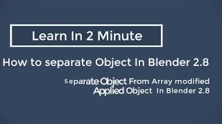Separate Object From Array modified Applied Object  In Blender 2 8 Profile