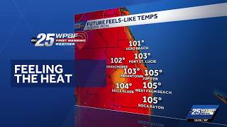Scattered storms with feels-like temps in the triple digits across South Florida