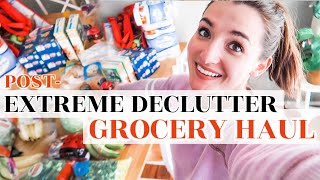 *REALISTIC* pantry stock up for staying home! Grocery Haul From WALMART | POST- EXTREME DECLUTTER