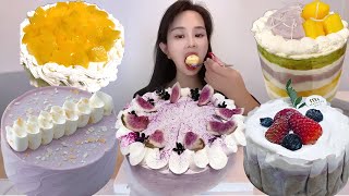 Asmr🍰Eating Taro and Black Sesame Cake🍰 (Soft And Waxy Sound) 크림丨먹방丨Mukbang丨Satisfying丨Eatings