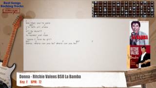 Video thumbnail of "🎸 Donna - Ritchie Valens (La Bamba Soundtrack) Guitar Backing Track with chords and lyrics"