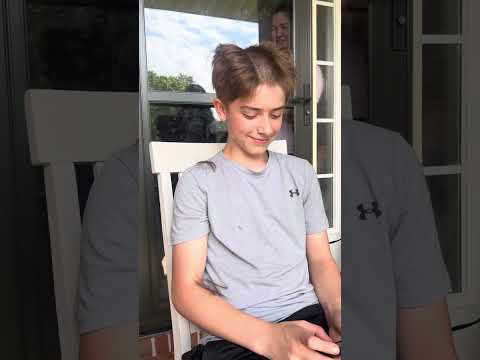 Madison cutting Bradley’s hair- last day of school