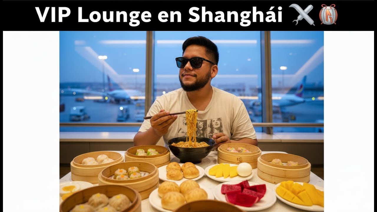 Probando la Comida de la sala VIP en el Aeropuerto de Shanghái 🥟✨ | Dianxin, ramen y sabores únicos
