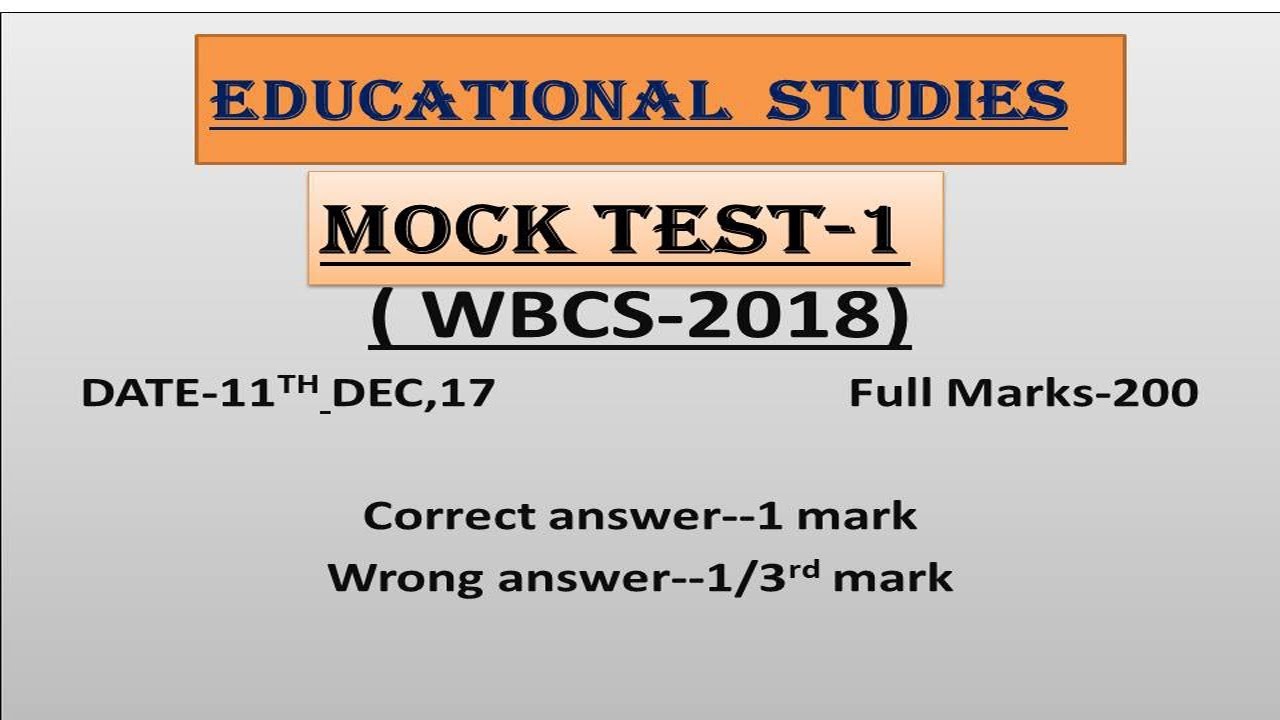WBCS Online 200 Marks  MOCK Test  2018. (Part-1) || Pdf File in Description