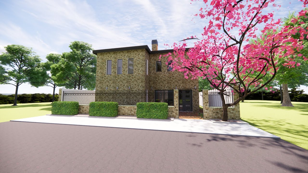 150 square meters (1614 sqft ) 3d House plan with 3 bedrooms and 2 bathrooms.