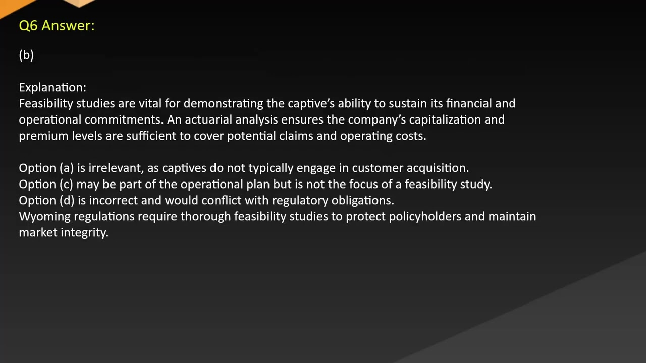 Wyoming Captive Insurance Exam Free Practice Questions