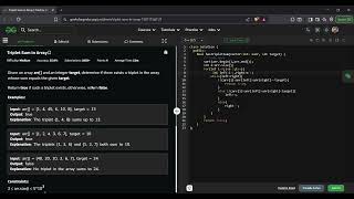 Triplet Sum in Array | GFG Solution in C++ | Two Pointer Approach
