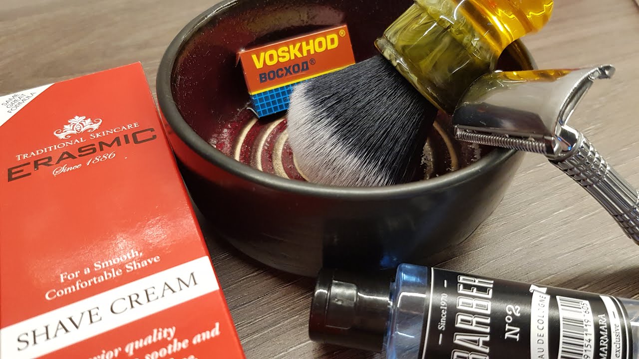 Erasmic shave cream Voskhod Yaqi Brush Sagrada Familia Handle R1730
