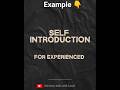 Self introduction for Experienced professionals ✨. #introduction #digitalmahila #job #jobinterview