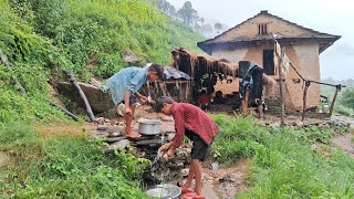 Traditional Life in Nepali Mountains | Family Daily Life | Organic Food Cooking in Countryside Life
