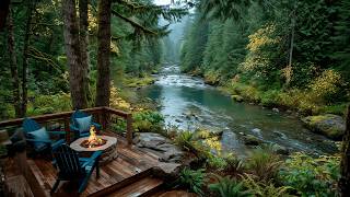 Relaxing Springtime Campfire, Nature &amp; River Sounds | Sleep, Study, Focus
