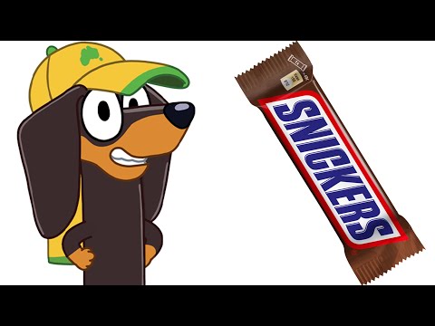 Bluey Characters and their favorite Snacks and Candies and other favorites Snickers Bingo