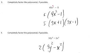 Factoring the difference of two squares
