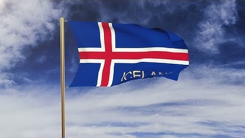 4K Iceland flag with title waving in the wind. Looping sun rises style. Animation loop Stock video