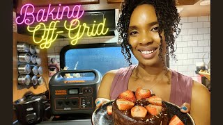 Baking a Chocolate Cake OFFGRID with a RICE COOKER and a Solar Generator| Solo Female RV Life