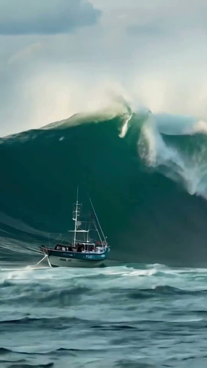 Can This Small Boat Survive a Massive Wave? #ship #scaryocen #bigwaves