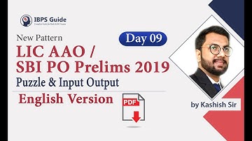 LIC AAO/SBIPOPrelims 2019 | Puzzle & Input Output - Reasoning in English | (Day -09)