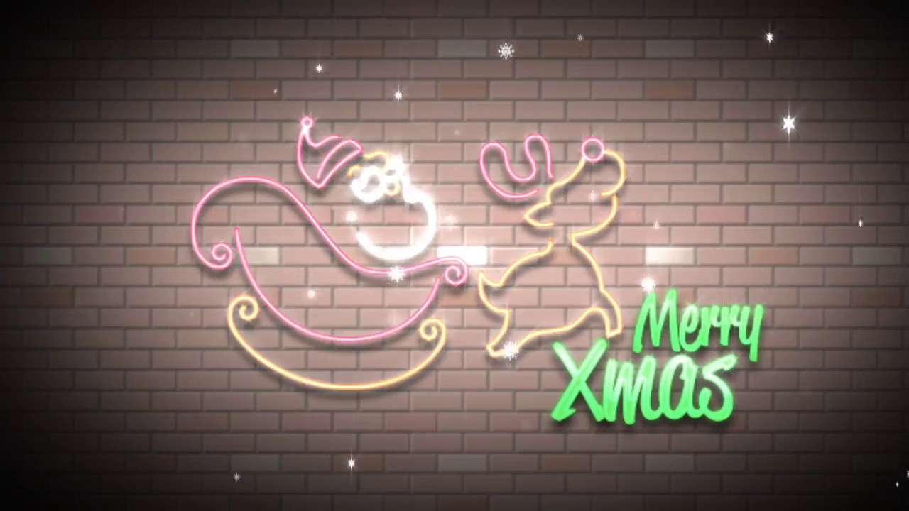 footage of chernobyl Merry Christmas Neon Lights Santa // Free Motion Graphics
