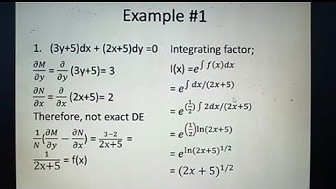 Solving Non-Exact Differential Equations with Integrating Factors (Special Case)