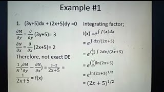 Solving Non-Exact Differential Equations with Integrating Factors (Special Case)