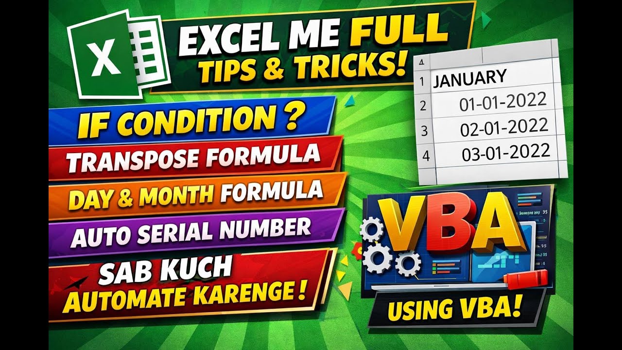 Aaj ke live mein hum Transpose, IF conditions, Day aur Month formulas sab kuch Sikhenge!