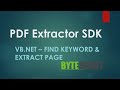 PDF Extractor SDK - VB.NET - Find Keyword And Extract Page