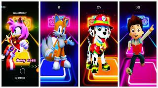 Amy Rose, Tails, Marshall & Ryder Tiles Hop EDM Rush 🔥 Dance Monkey Remix #tileshop #pawpatrol screenshot 3
