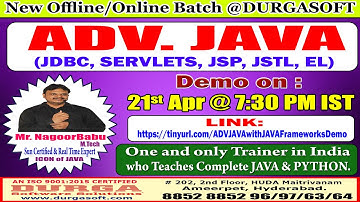 ADV. JAVA Offline/Online Training @ DURGASOFT