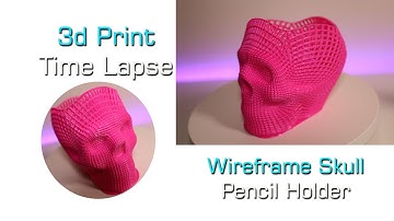 Wireframe Skull Pencil Holder Time lapse 3D Printed Fun Facts