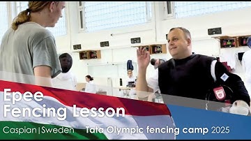 Epee fencing lesson Tata Olympic fencing camp 2025 Caspian and Daniel Bojti