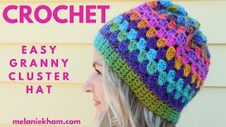 Easy Granny Cluster Crochet Beanie  Beginner Friendly